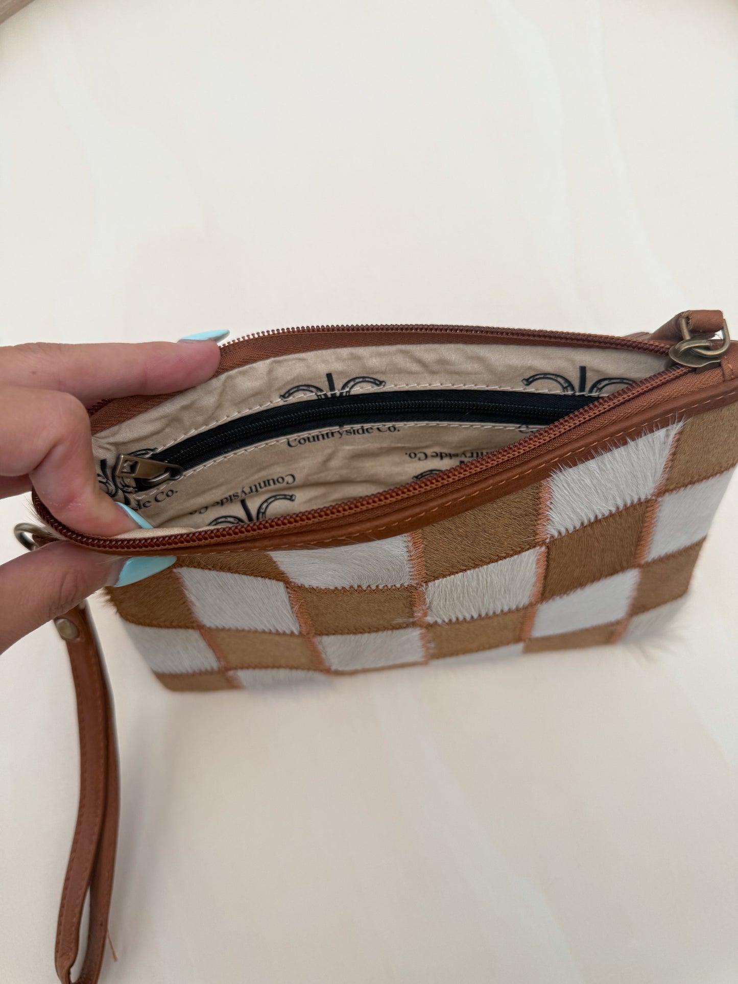 Cowhide Wristlet Pouch