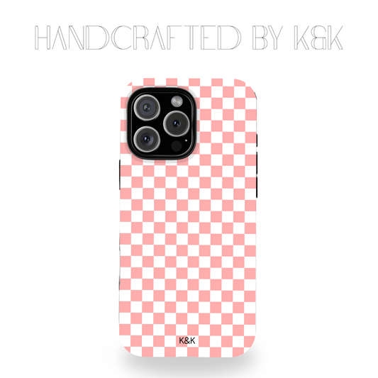 Peach Small Checks IPhone Case