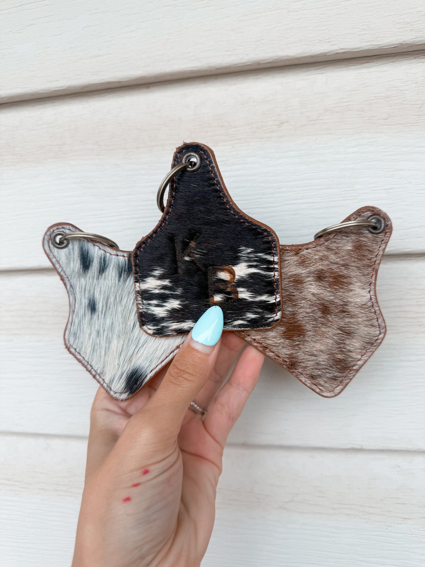Cowhide Cowtag Keychain