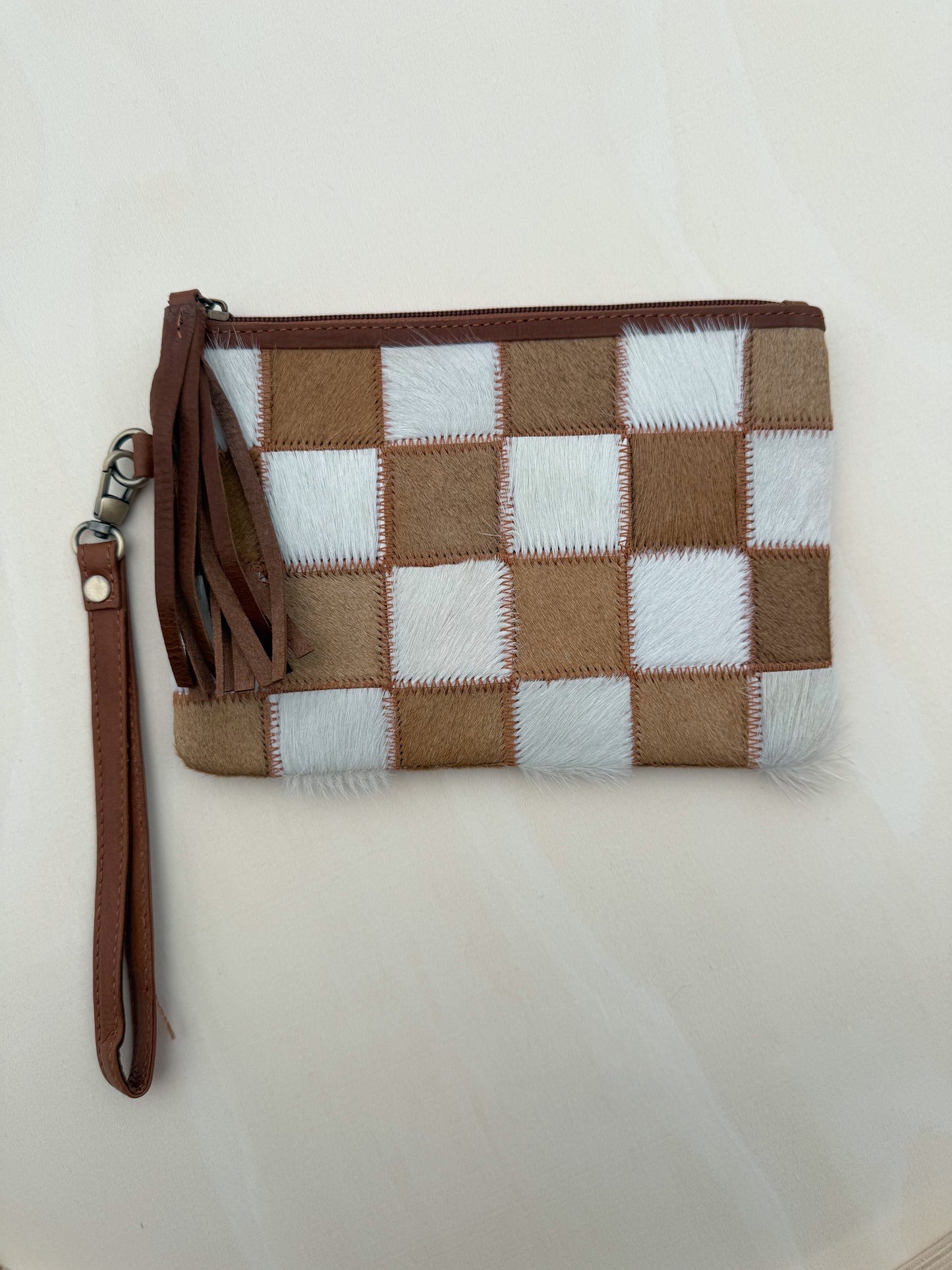 Cowhide Wristlet Pouch